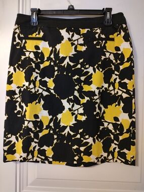 Black and Yellow Floral Pencil Skirt - Women's